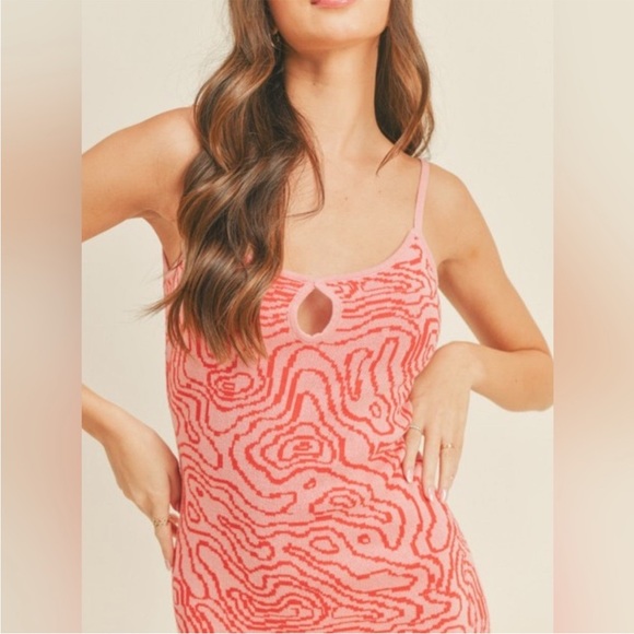 Zara women’s knit swirl print maxi dress pink size small - Picture 2 of 13